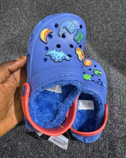 Next Blue Fur Crocs Slides