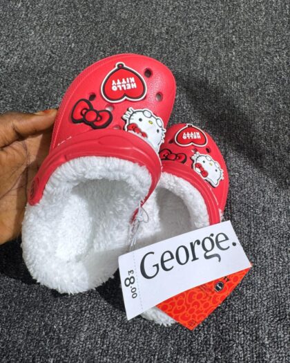 Next Red Fur Crocs Slides