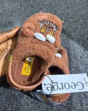 Next Brown Fur Crocs Slides