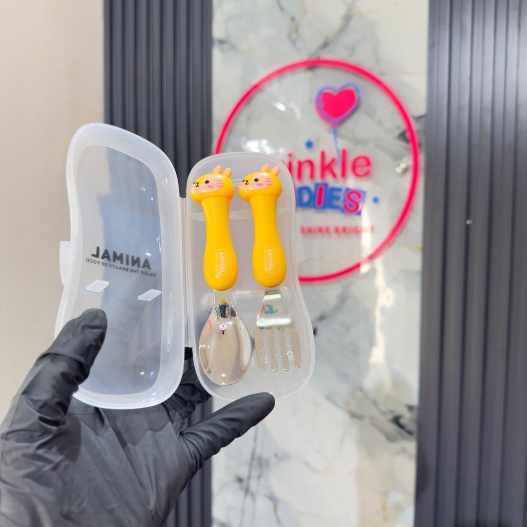 Stainless Steel Yellow Girls Cutlery Set