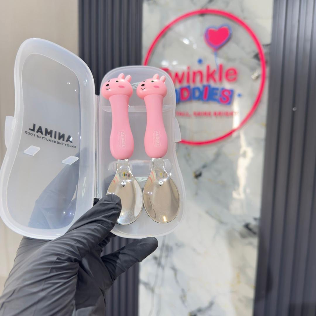 Stainless Steel Pink Girls Cutlery Set