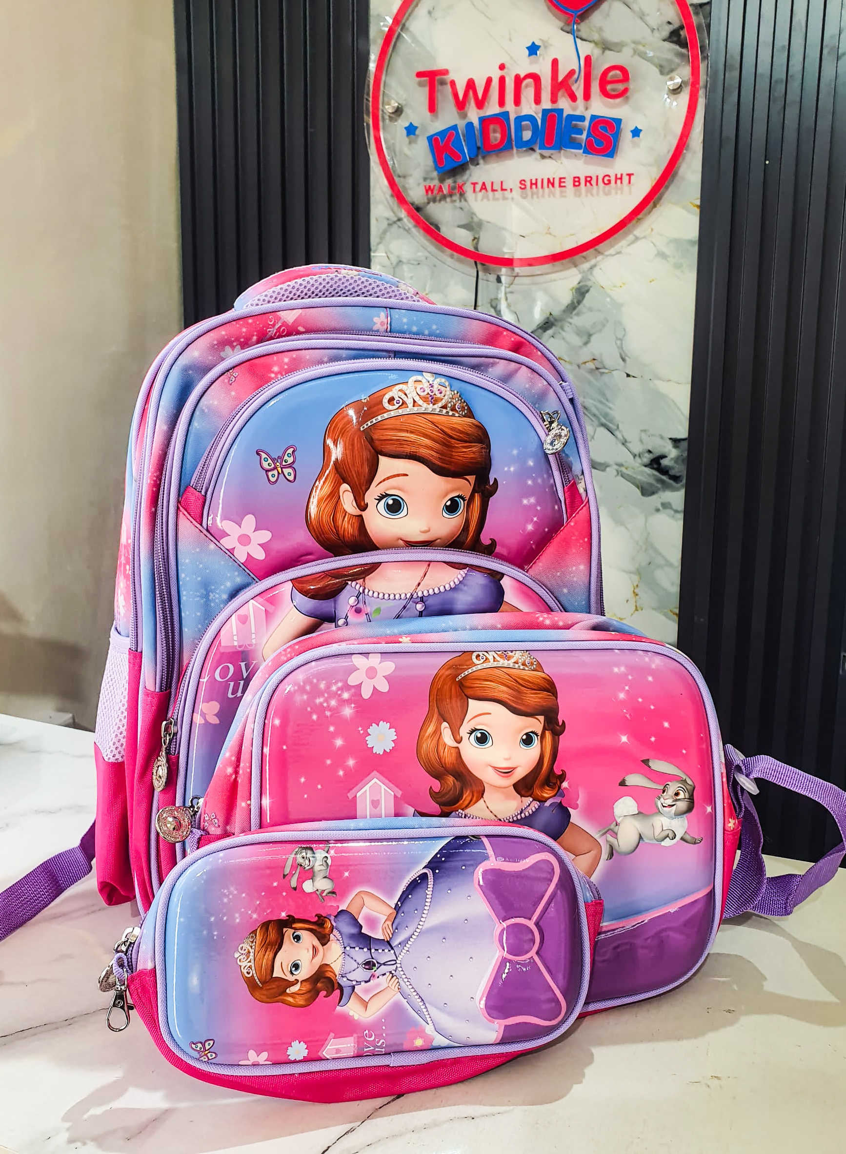 Pink 3 in 1 Girls School Bag Set