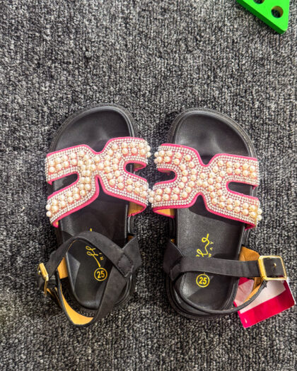 Pink and Black Pearl Girls Sandal