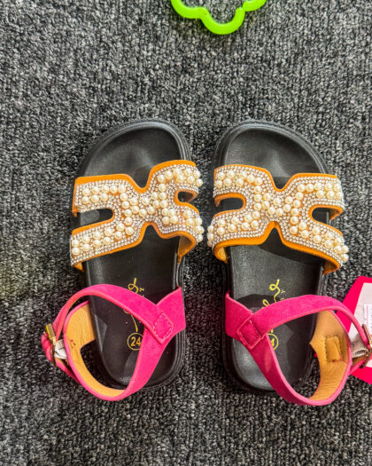 Orange and Pink Pearl Girls Sandal