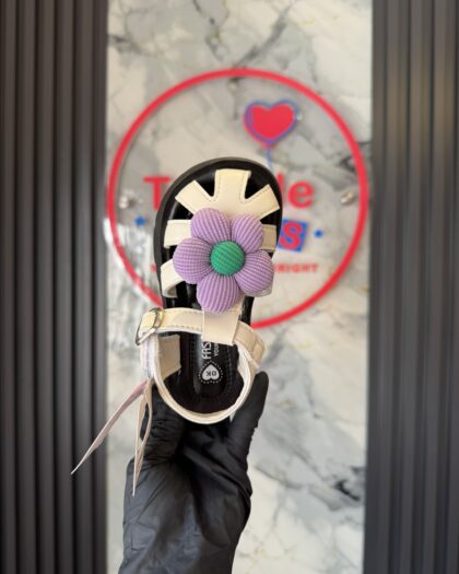 Toddler Cream & Purple Girls Sandals