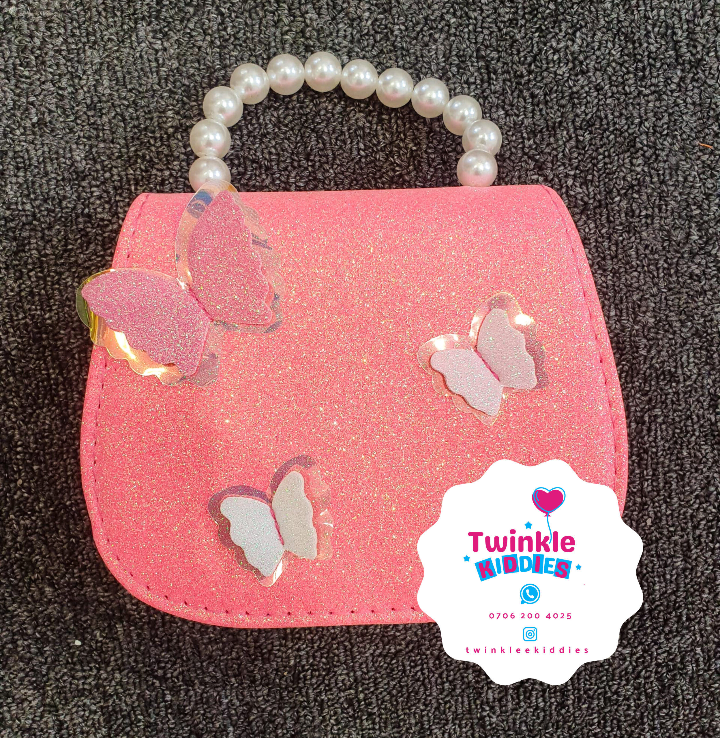 Peach Butterfly Big Girls Handbag