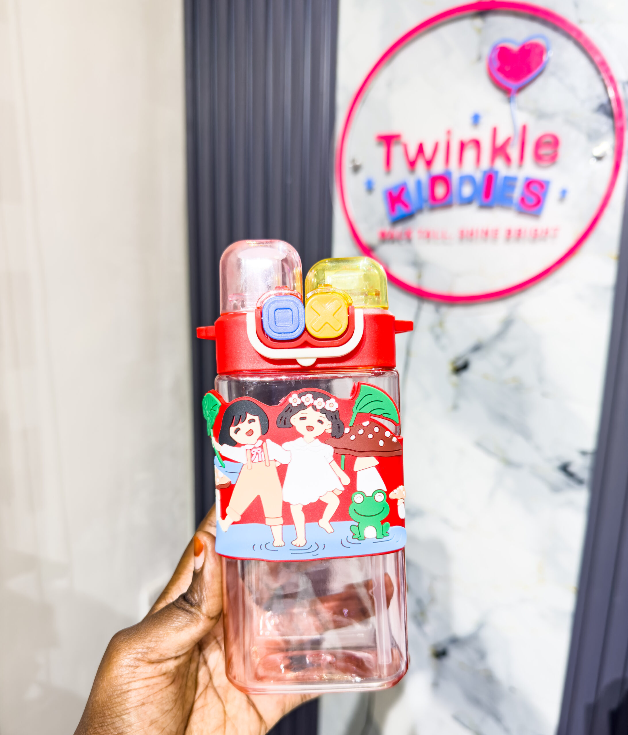 Hello Shark Red Girls Water Bottle