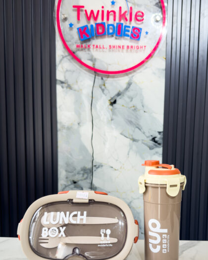 2 in 1 Brown & Orange Unisex Lunch Box