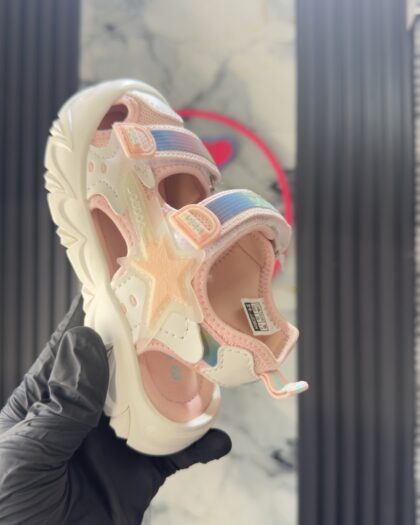 Solid Pink & Cream Girls Sandals