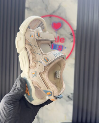 Solid Cream & Orange Boys Sandals