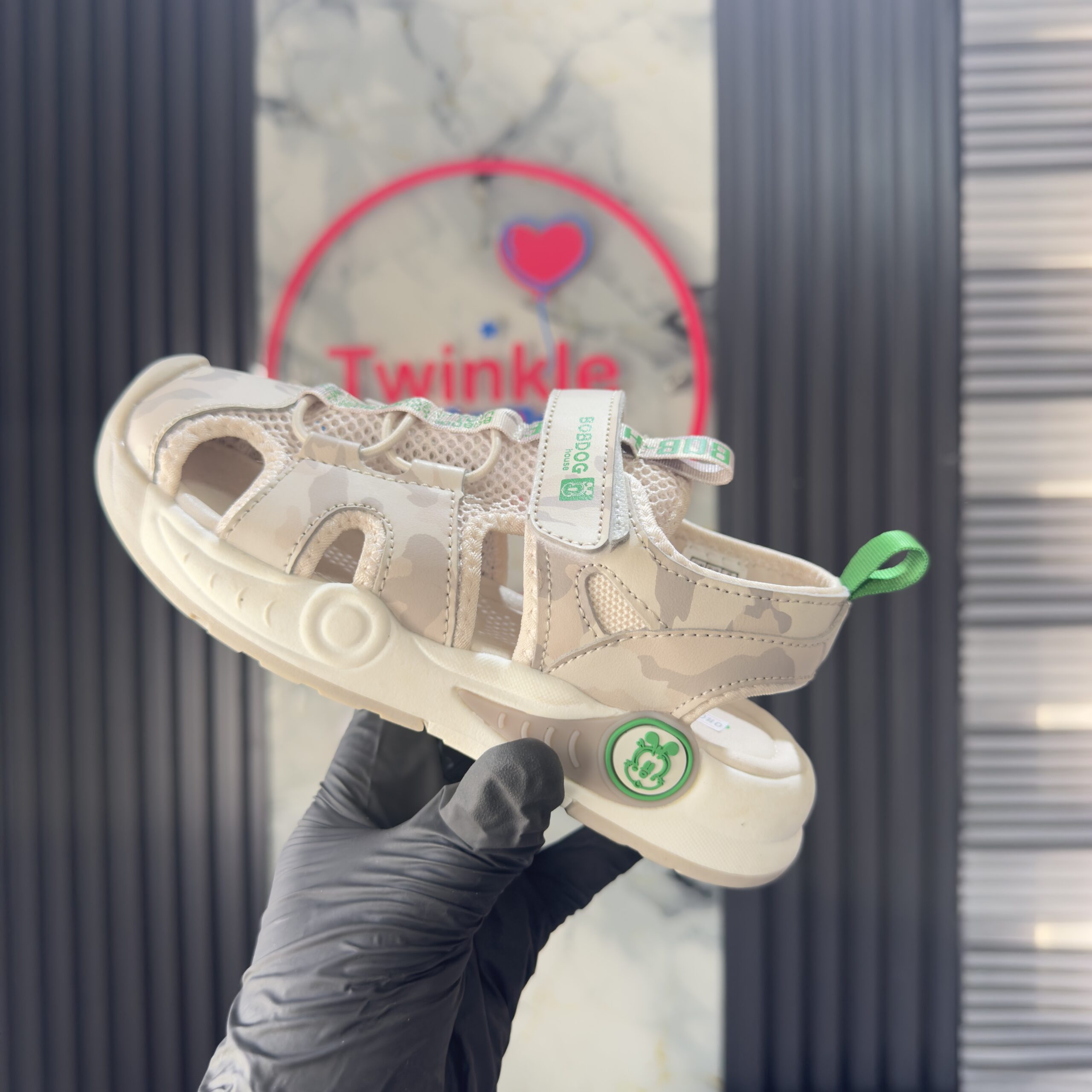Solid Green & Cream Boys Sandals - Image 2