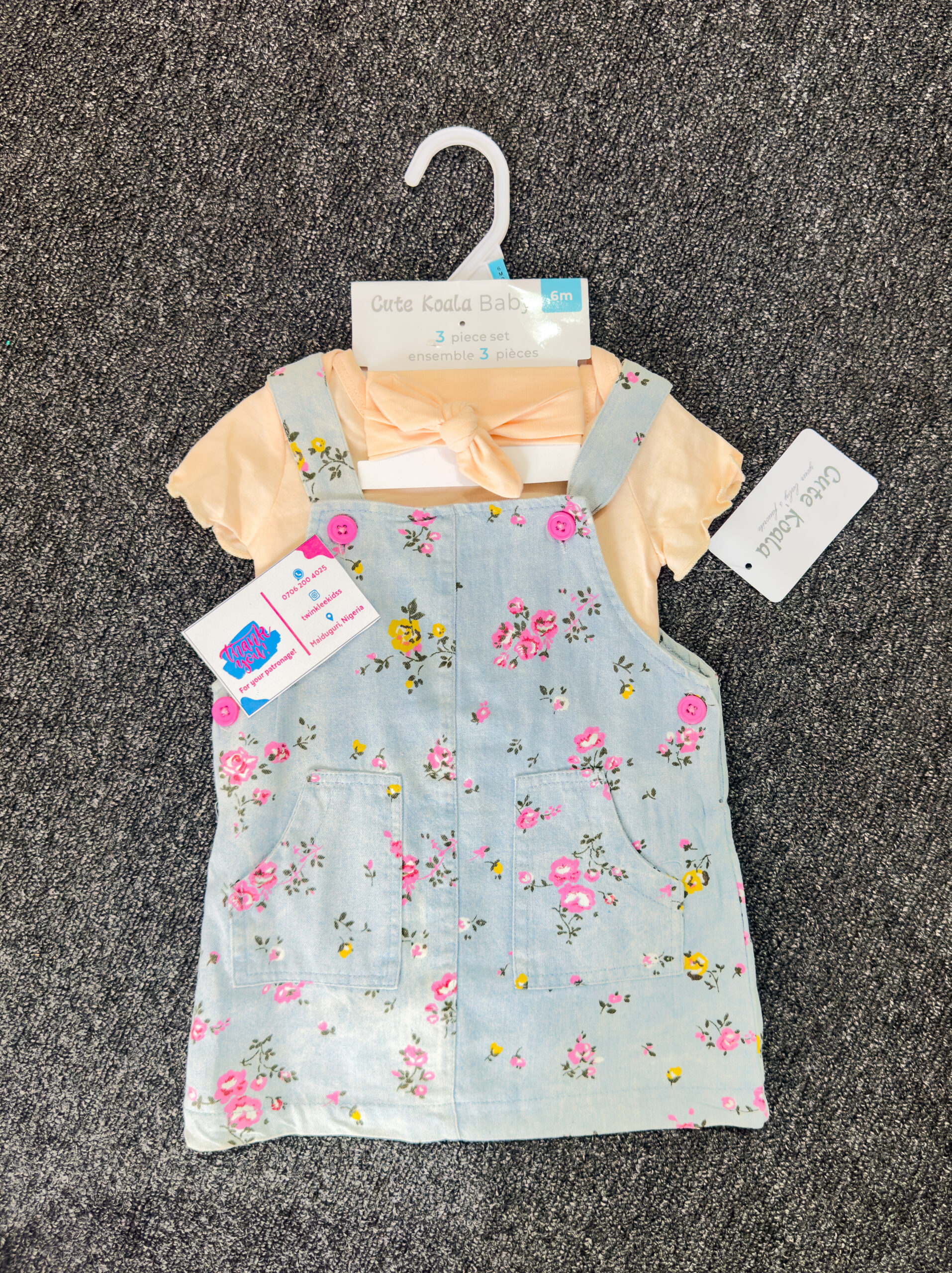Blue and Orange Girls Dungaree Set