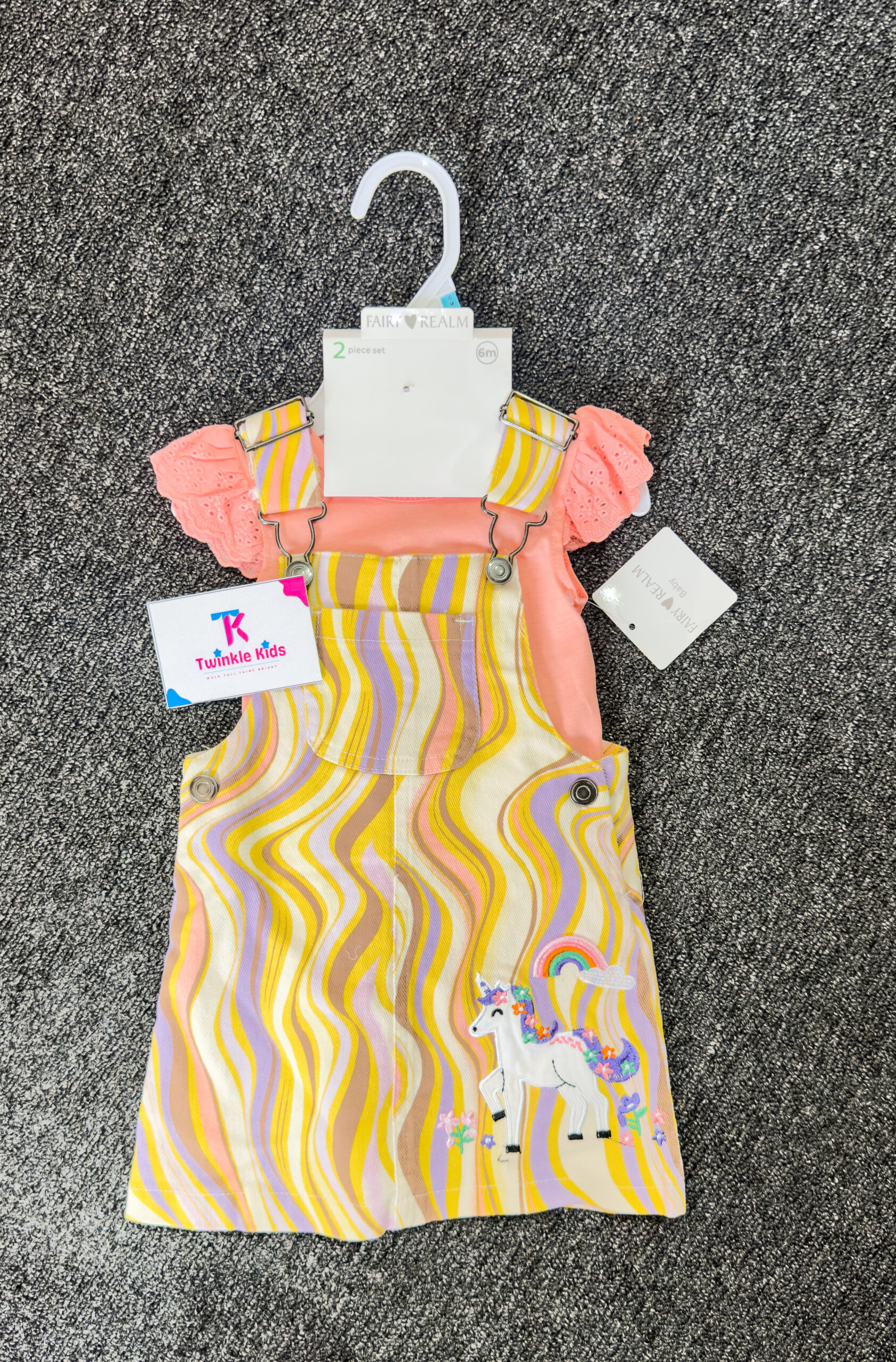 Multicolor Girls Dungaree Set