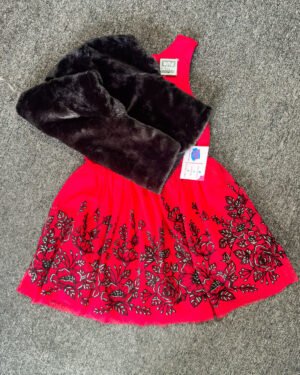 Red and Black Beauty Girls Dress with Coat