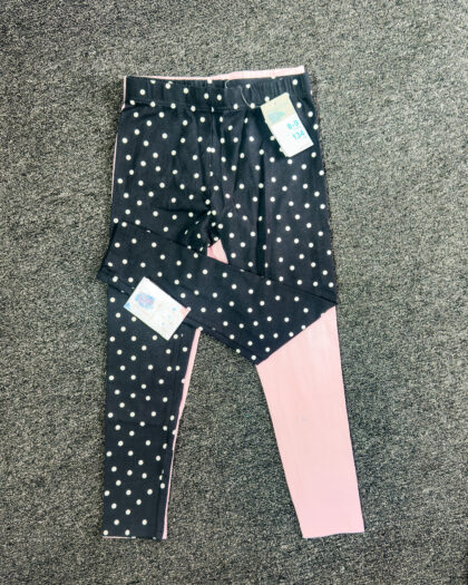 Girls Black and Pink Leggings 2 in 1