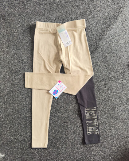 Girls Brown and Black Leggings 2 in 1