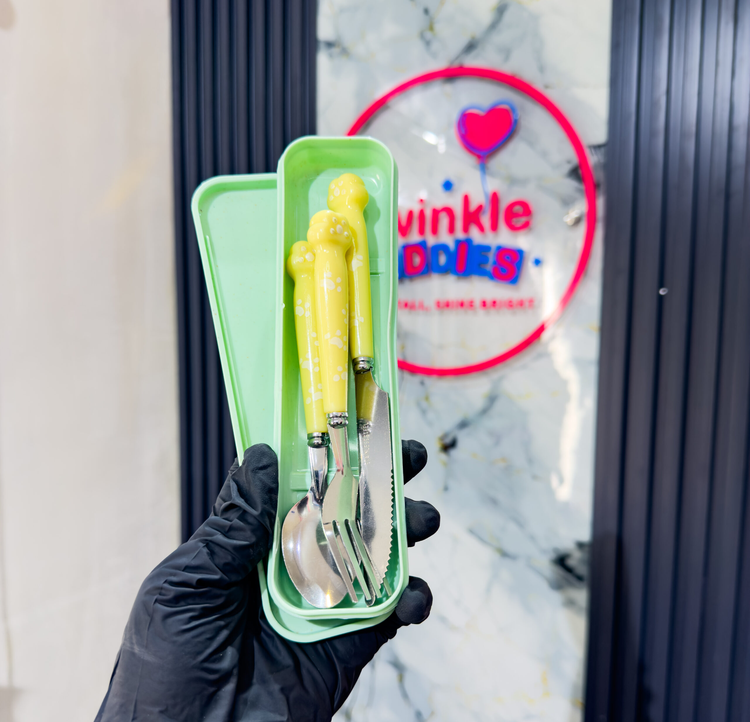 Stainless Steel Yellow Unisex Cutlery Set