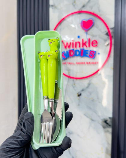 Stainless Steel Green Boys Cutlery Set