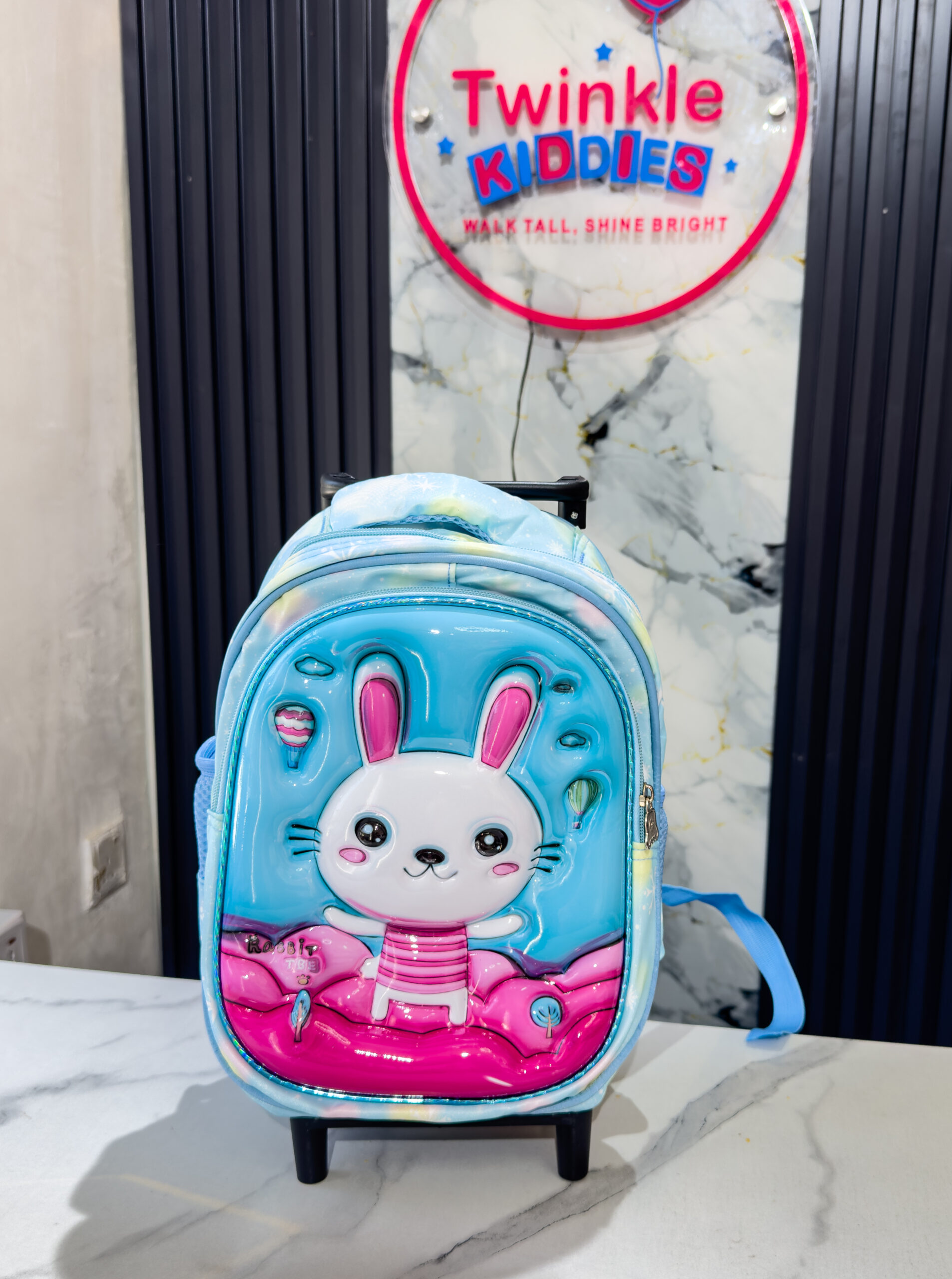 Pink and Blue Girls Trolley School Bag