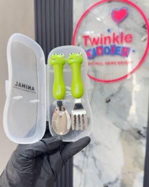 Stainless Steel Green Girls Cutlery Set