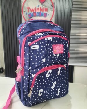 Big Dark Blue & Pink Girls School Bag