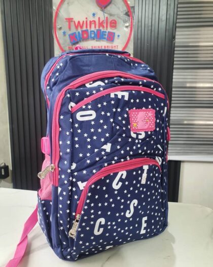 Big Dark Blue & Pink Girls School Bag