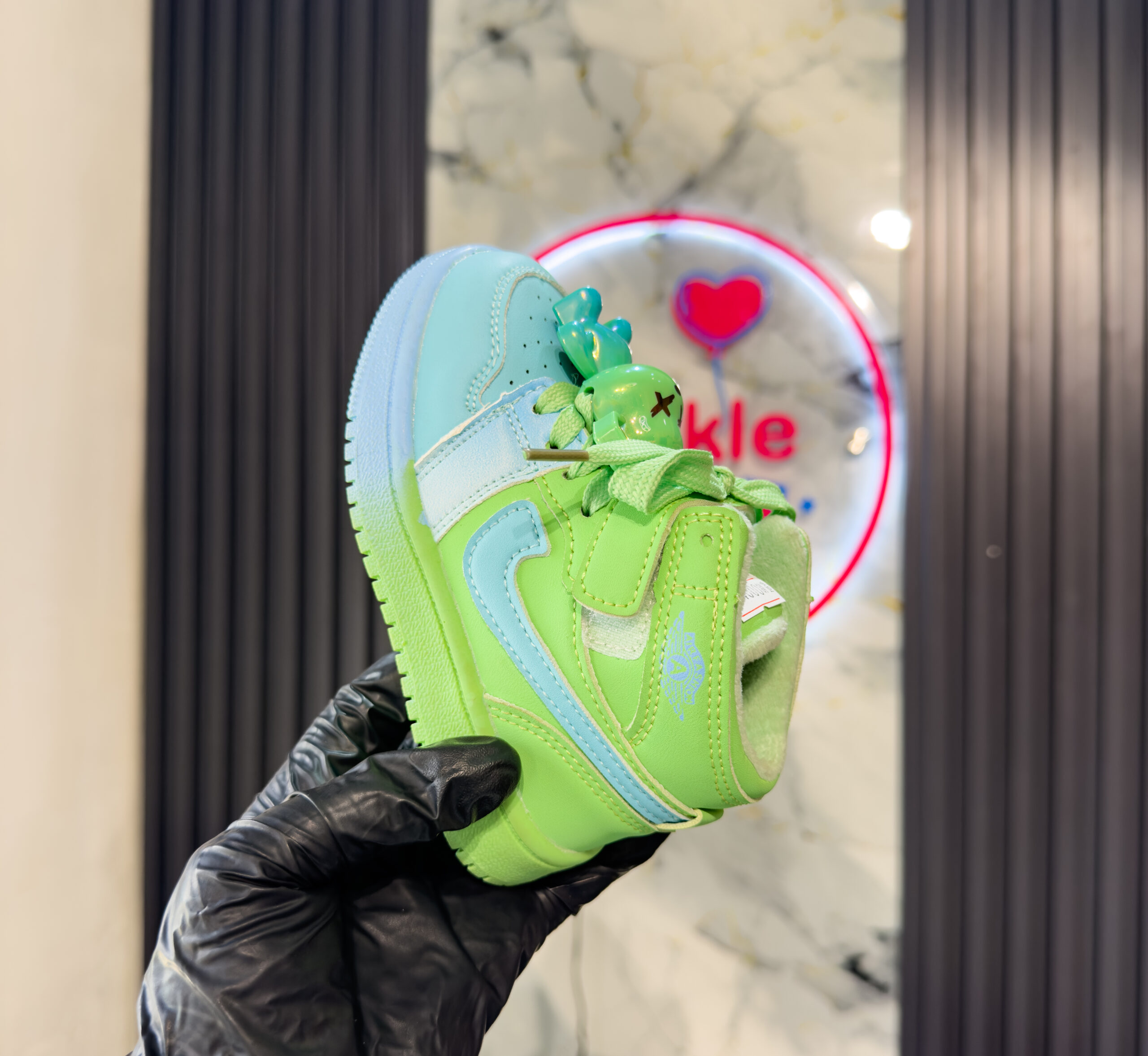 Toddler Blue & Green Boys Sneakers