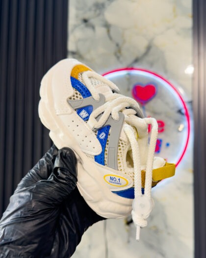 Toddler White & Blue Boys Sneakers