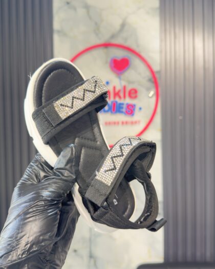 Pepperdem Shiny Black Big Girls Sandals