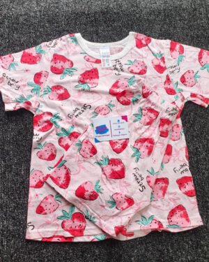 Girls Pink & White Short Sleeve Nightwear Set