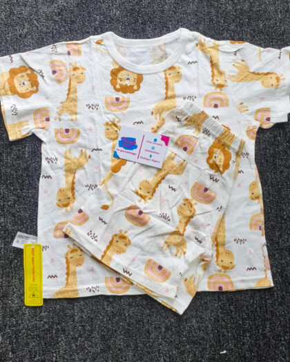 Boys Brown & White Short Sleeve Nightwear Set