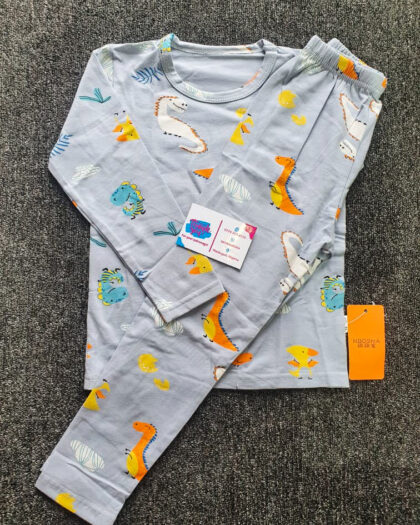 Boys Ash, Green & Orange Long Sleeve Nightwear Set