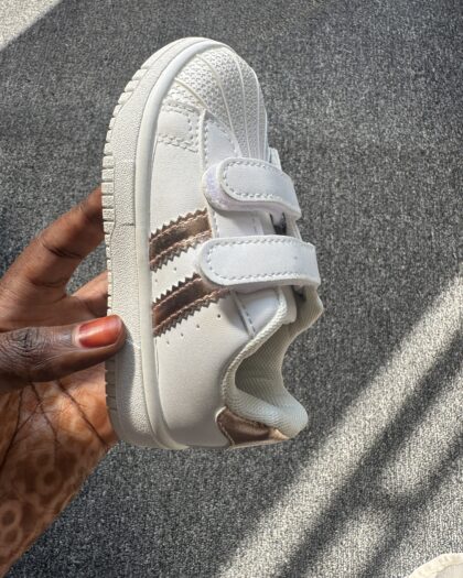 Boutique Standard White & Gold Girls Sneakers