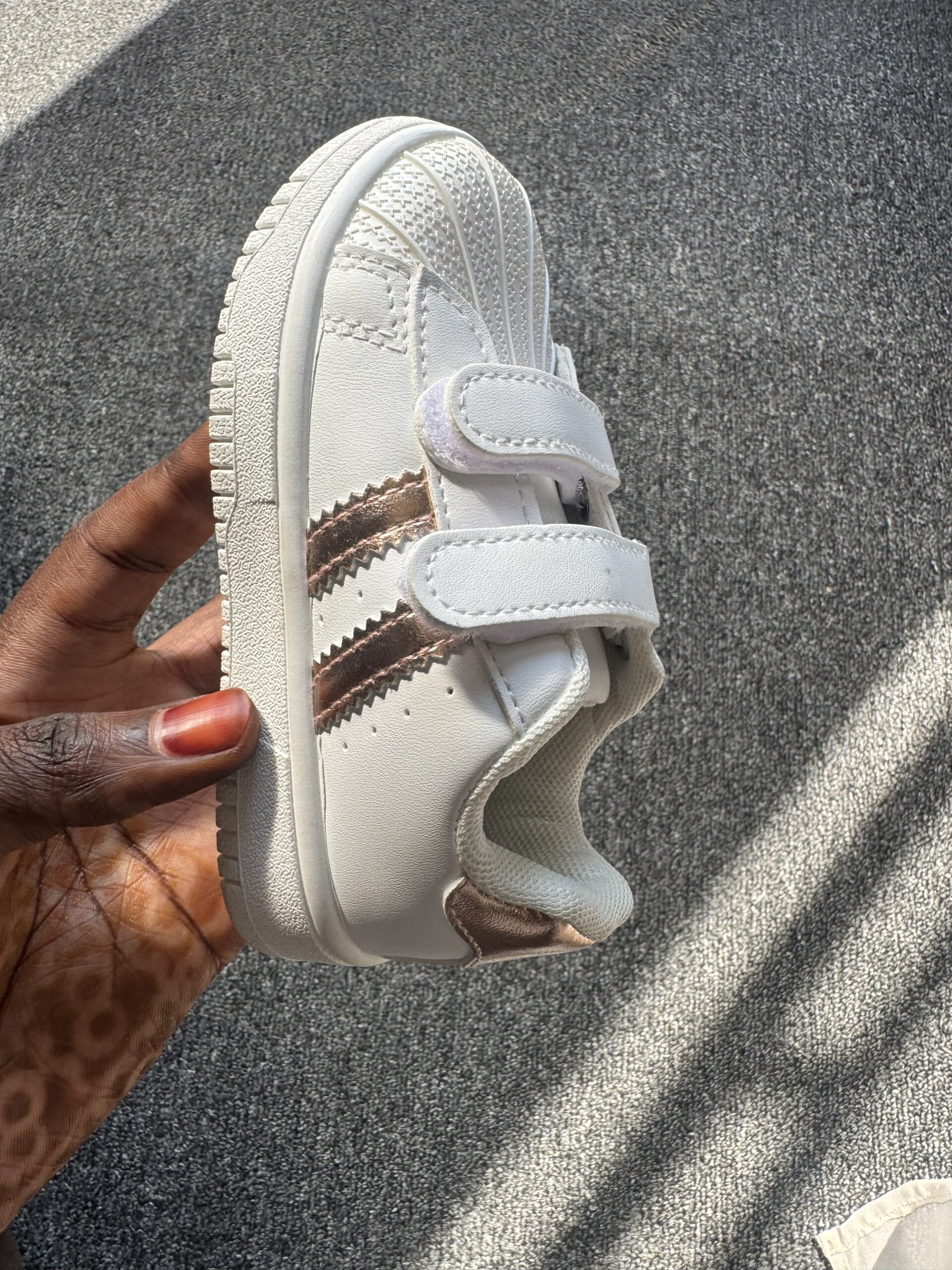 Boutique Standard White & Gold Girls Sneakers