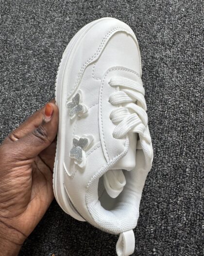 Boutique White & Silver Girls Sneakers