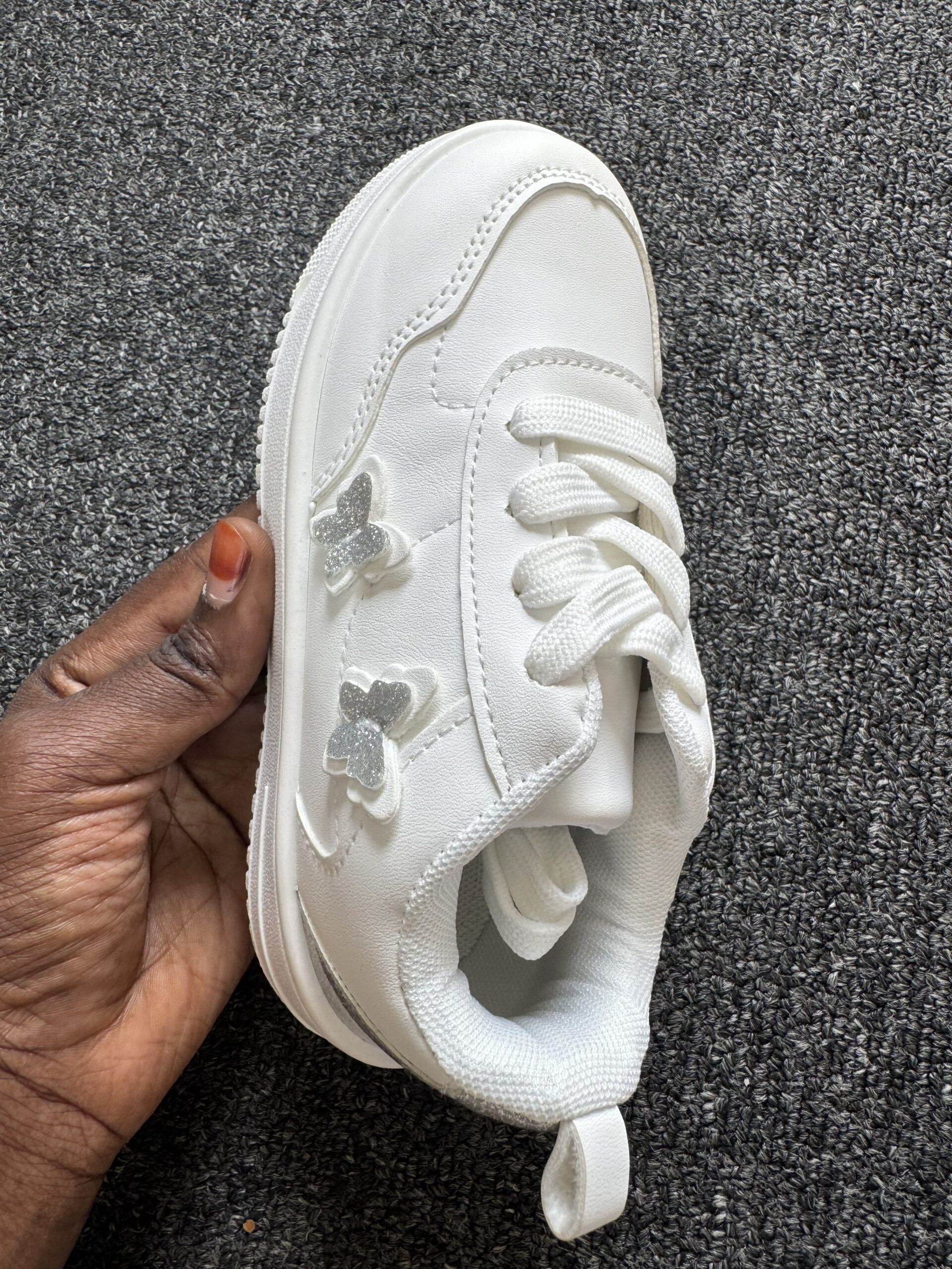 Boutique White & Silver Girls Sneakers