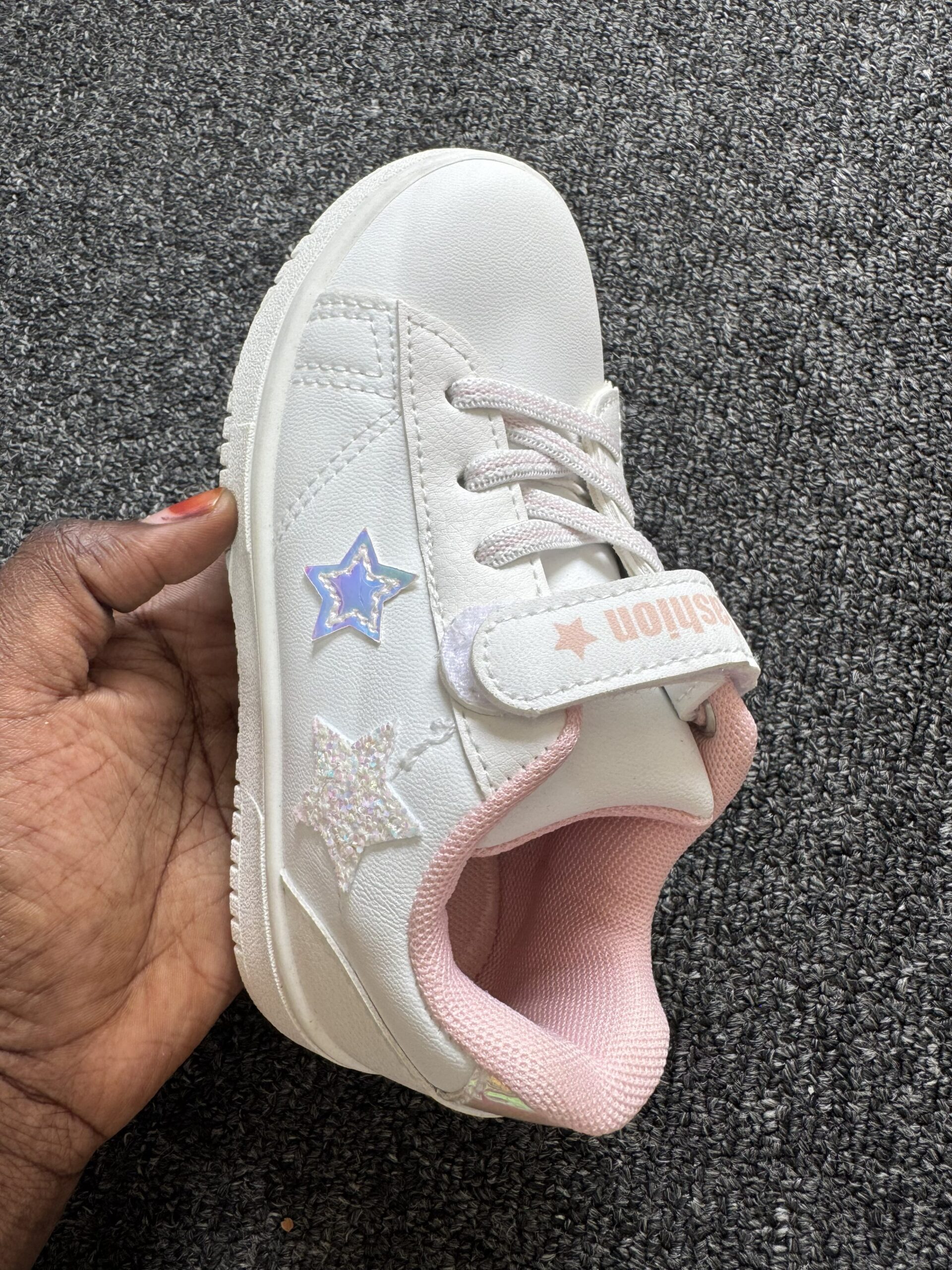 Boutique White & Pink Girls Sneakers