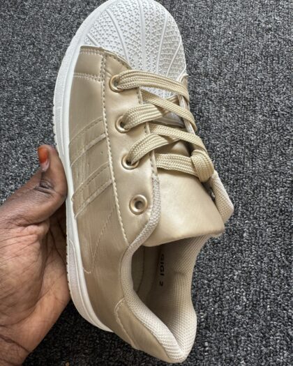 Boutique White & Gold Girls Sneakers