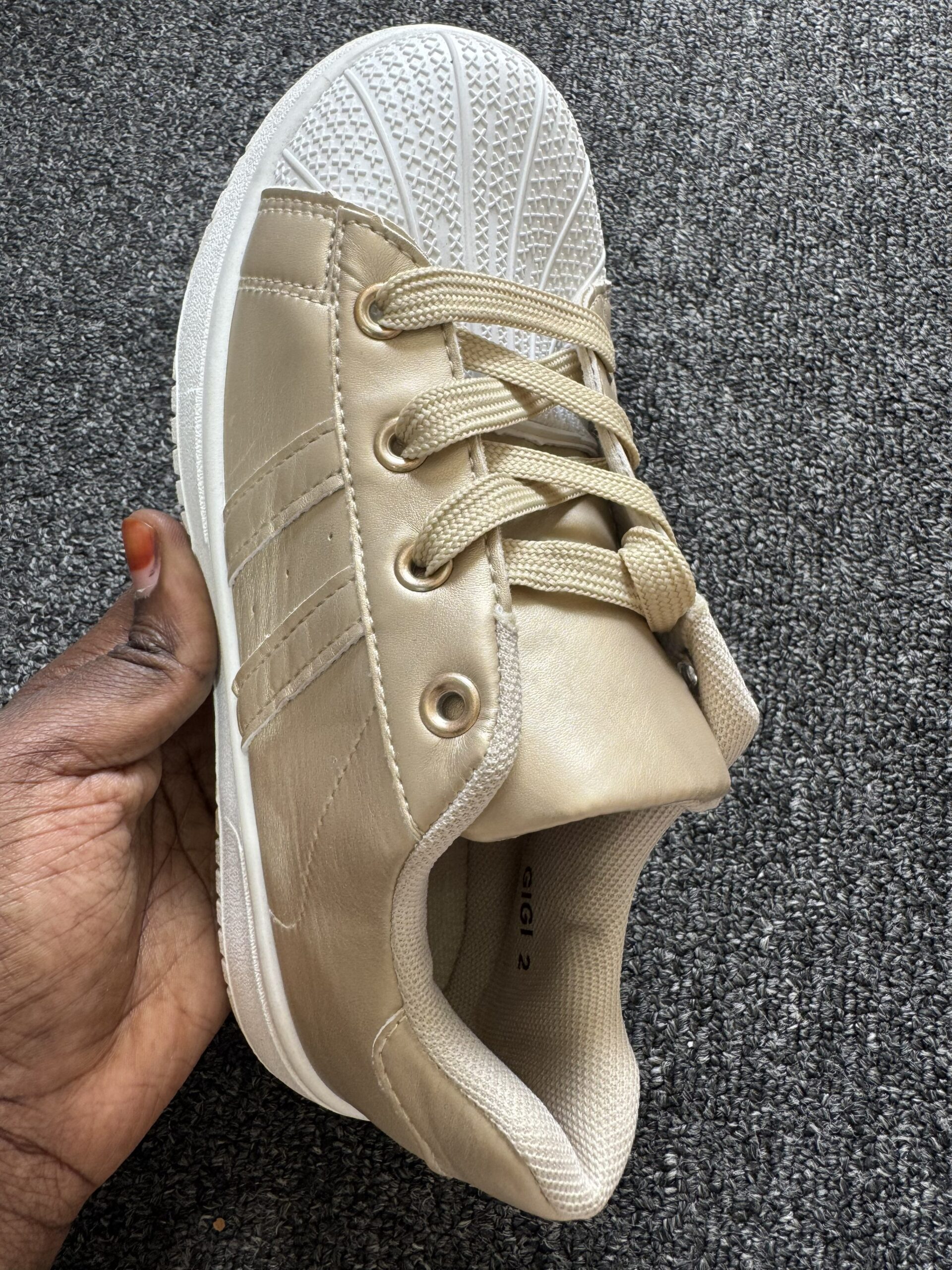 Boutique White & Gold Girls Sneakers