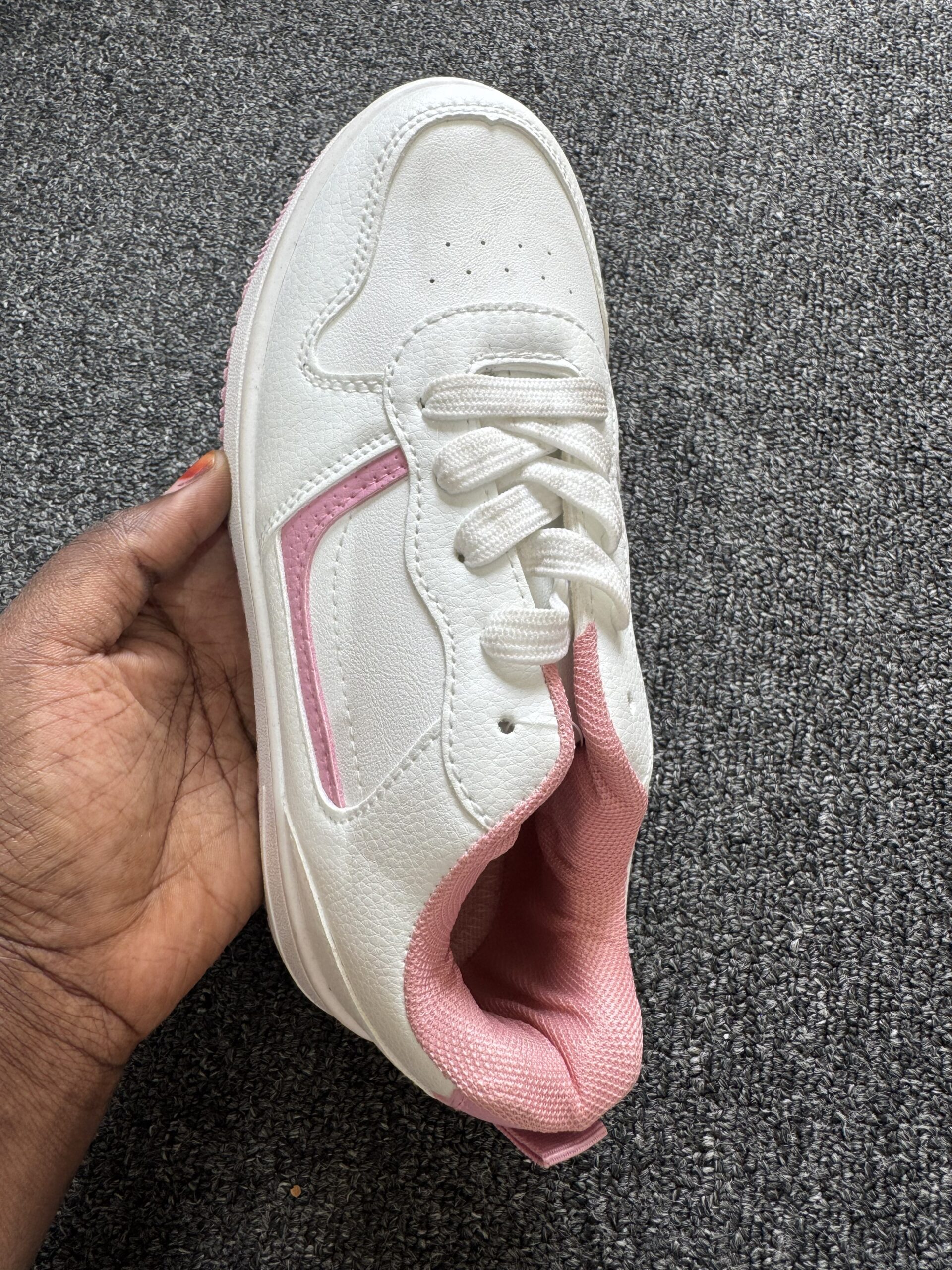 Boutique White & Pink Girls Sneakers