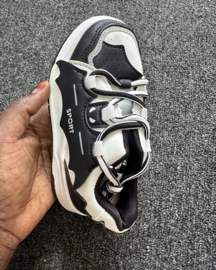 Boutique Standard White & Black Boys Sneakers