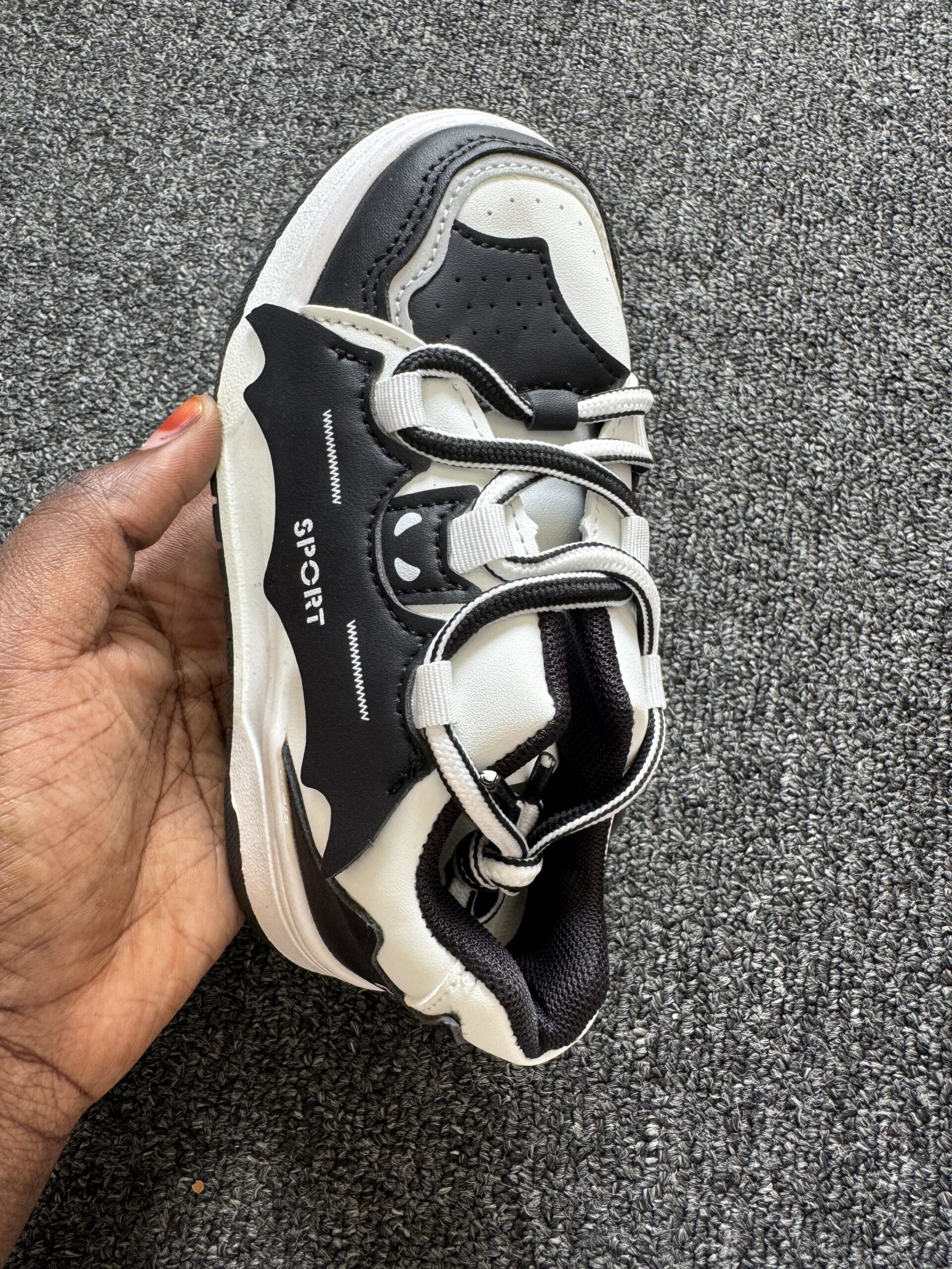 Boutique Standard White & Black Boys Sneakers