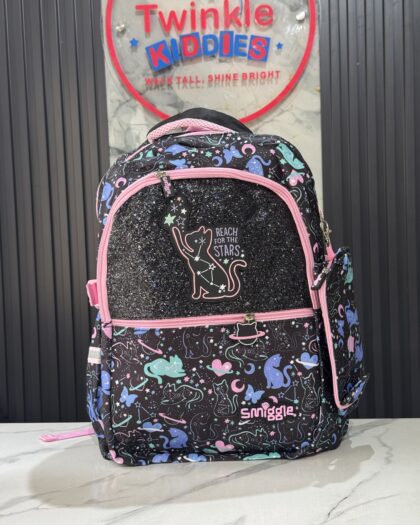 Smiggle Girls Black & Purple Big School Bag