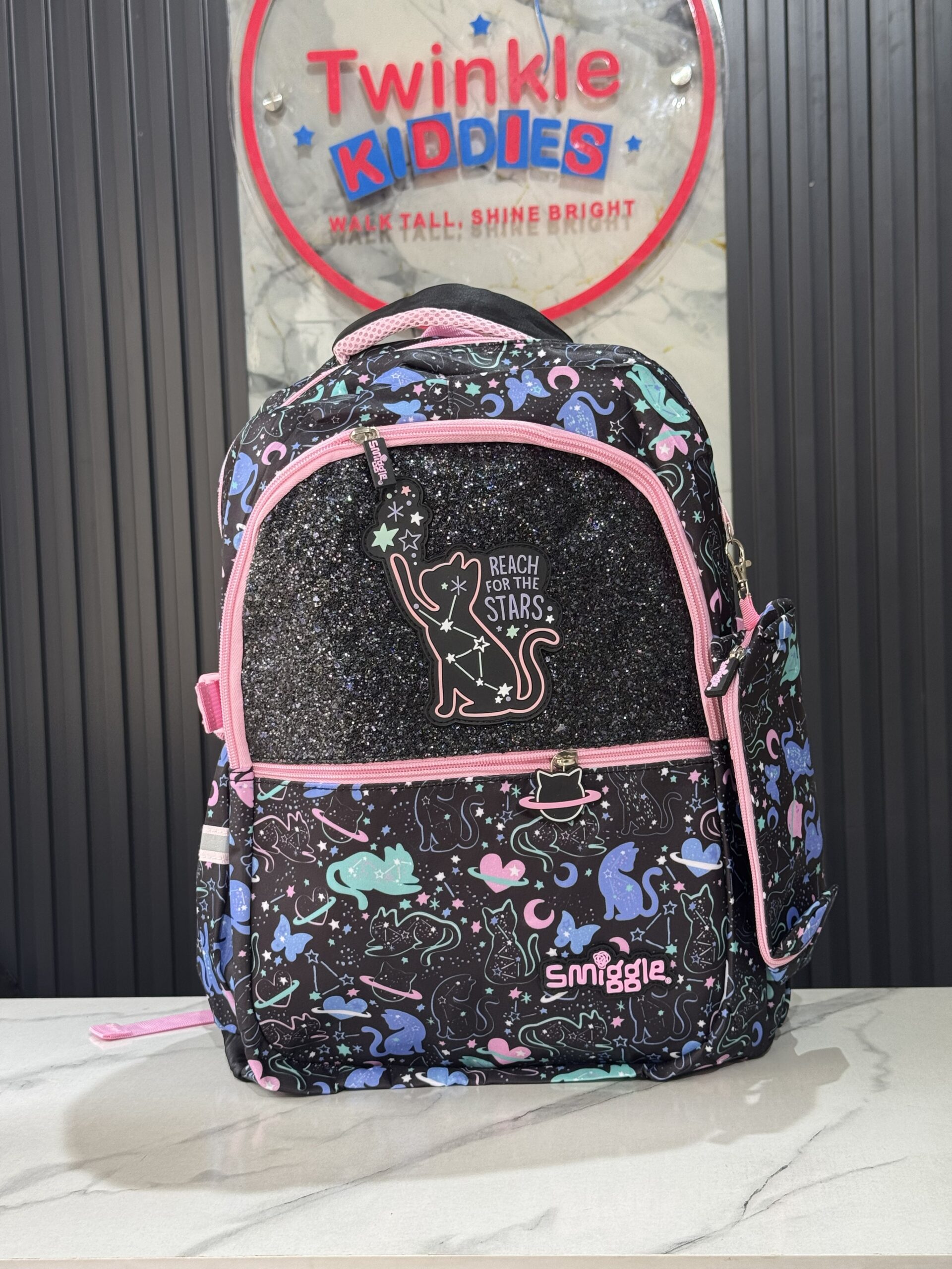 Smiggle Girls Black & Purple Big School Bag