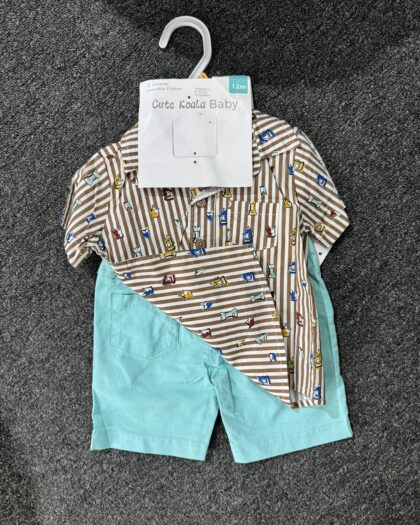 Boys Green, White & Brown Corporate 2pcs Set