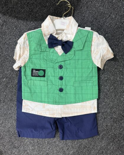Boys Green & White Corporate 2pcs Set
