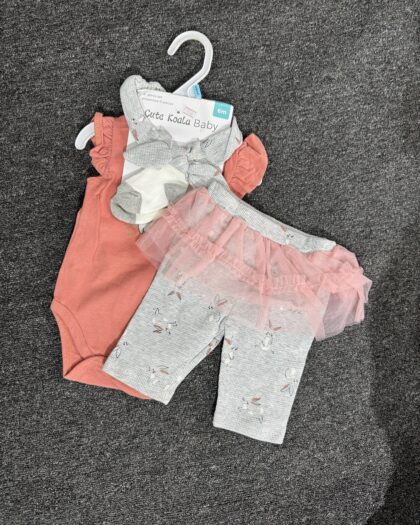 Girls Orange & Ash 3pcs Set