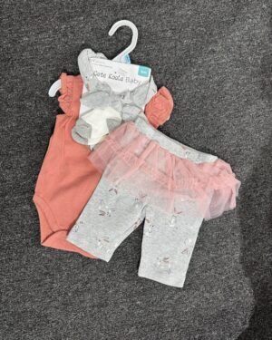 Girls Orange & Ash 3pcs Set