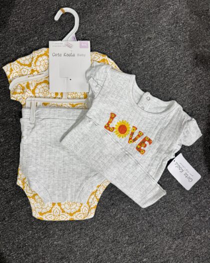 Girls Yellow & Ash 3pcs Set