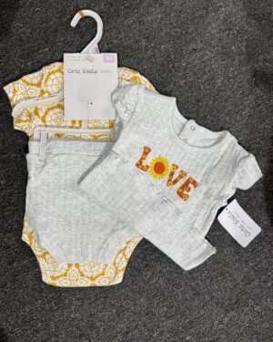 Girls Yellow & Ash 3pcs Set